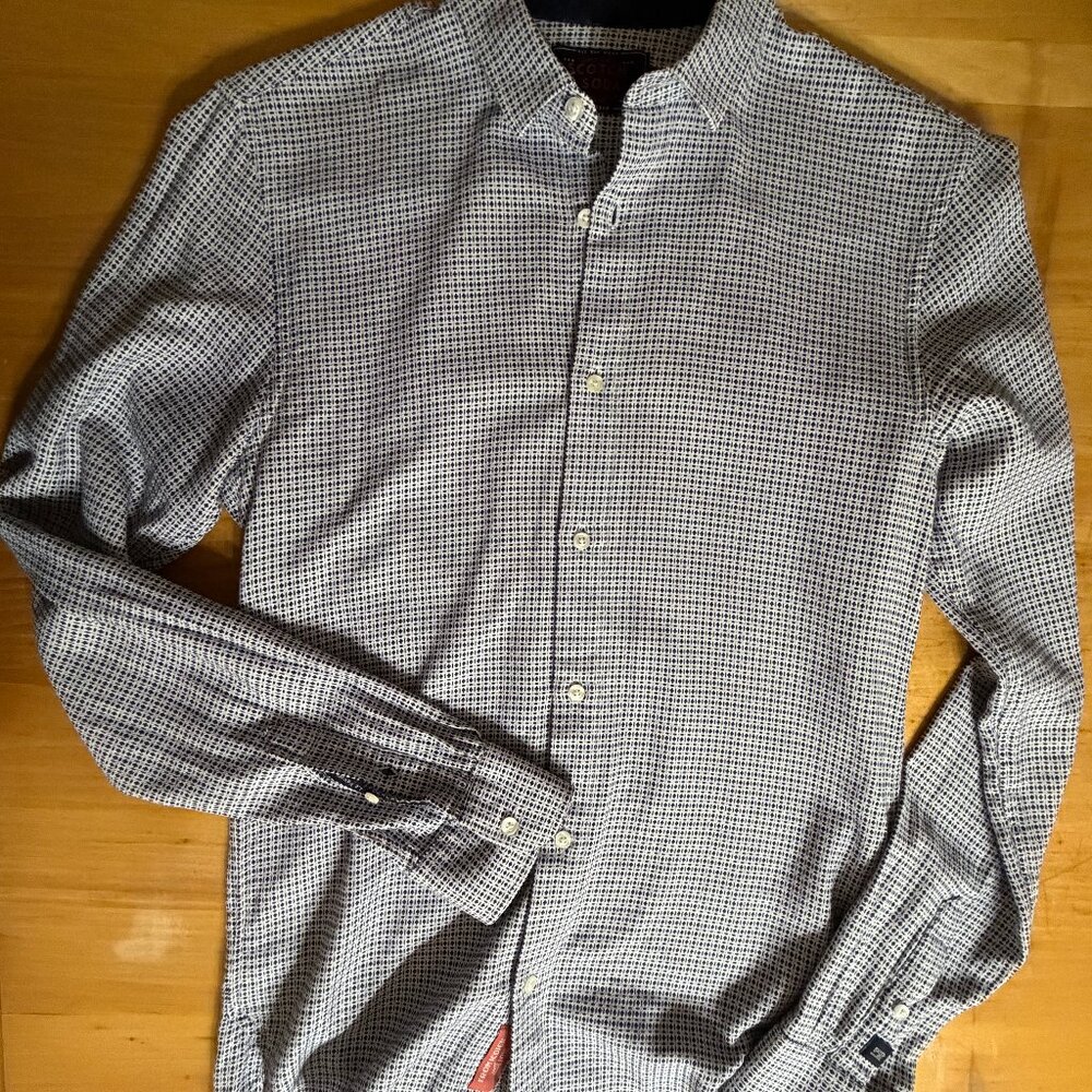 Scotch & Soda Slim Navy Patterned Buttoned Shirt S